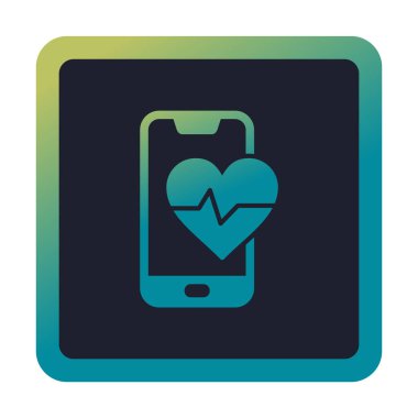 Akıllı telefon ekranında kalp atış hızı sembolü, satır biçimi simgesi, vektör tasarımı 