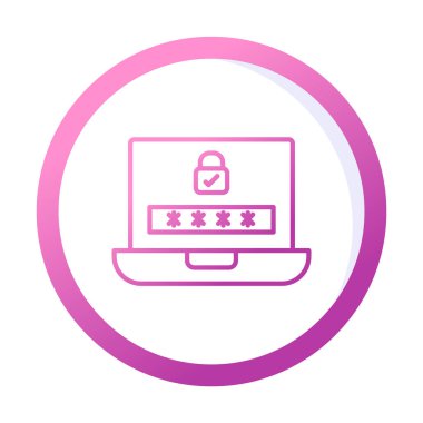 Bilgisayar ekranında parola. Web simgesi basit illüstrasyon