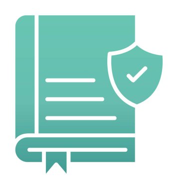 Kitap ve güvenlik kalkanı. Web simgesi basit illüstrasyon 