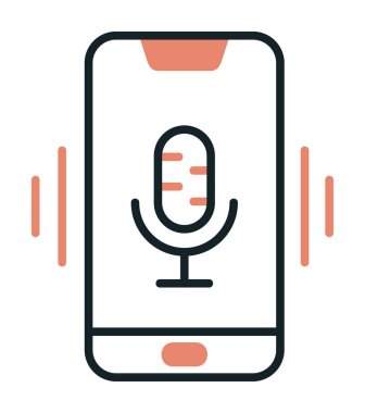 Beyaz arkaplan üzerinde Mobil Ses Yardımcı Vektör çizimi