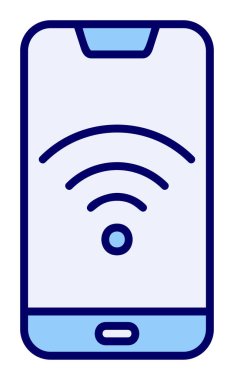 Akıllı telefondaki wifi imzası, basit simge vektör illüstrasyonu