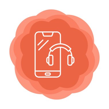 Kulaklık simgesi illüstrasyonlu akıllı telefon