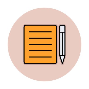 Basit Not Defteri simgesi, vektör illüstrasyonu