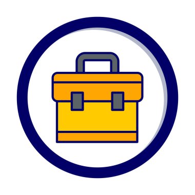 Evrak çantası vektör düz simgesi. İş durumu simgesi, bavul emojisi, vektör illüstrasyonu