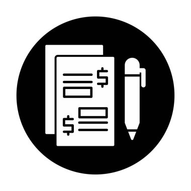 Kalem ikonlu kağıt. Ödenmiş Makaleler konsepti, vektör illüstrasyonu