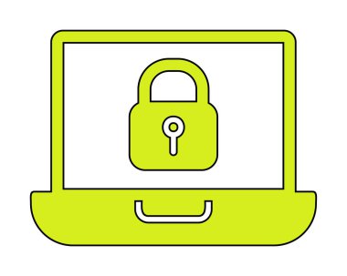 Dizüstü bilgisayar ekranına kilitle. Güvenlik kavramı vektör illüstrasyonu