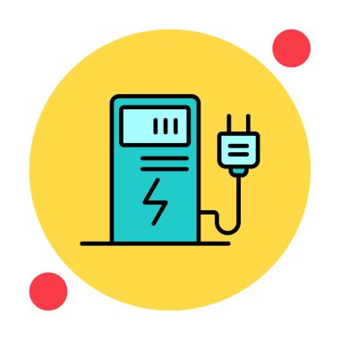 Elektrik Şarj İstasyonu ikon vektör çizimi