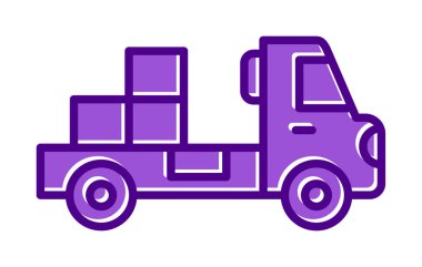 Web ve mobil uygulama tasarımınız için kutu simgesi vektörü olan kamyon, dağıtım kamyonu logosu konsepti