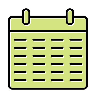 Takvim düzlüğü simgesi, vektör illüstrasyonu 