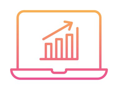 Dizüstü bilgisayarda basit büyüme grafiği, vektör illüstrasyonu
