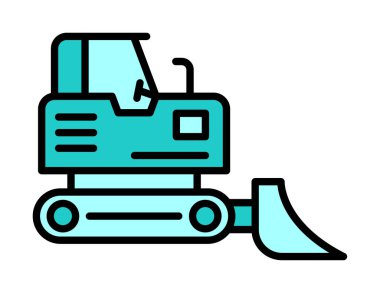 Buldozer simgesi vektör logosu illüstrasyonu