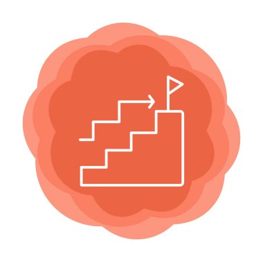 Hedef başarı vektör simgesi. Merdivenler ve bayrak illüstrasyon sembolü.  