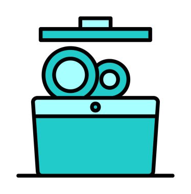 Moda stili izole edilmiş arkaplanda bulaşık makinesi simgesi