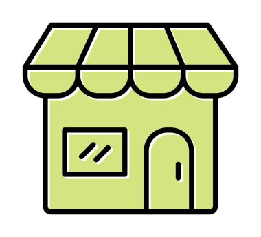 Dükkan cephesi simgesi, vektör illüstrasyonu