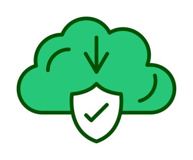 Basit Bulut İndirme simgesi, vektör illüstrasyonu