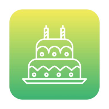 Mumlu doğum günü pastası. Web simgesi vektör illüstrasyonu