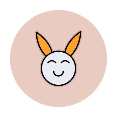 Şirin gülümseyen tavşan ikonu, vektör çizimi 