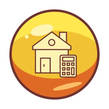 Ev Maliyeti Hesaplayıcı Simgesi, Renkli Vektör İllüstrasyonu