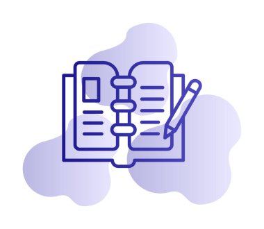 açık kitap ve kalem simgesi, vektör illüstrasyonu 