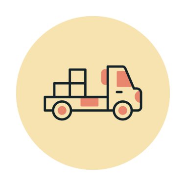 Web ve mobil uygulama tasarımınız için kutu simgesi vektörü olan kamyon, dağıtım kamyonu logosu konsepti