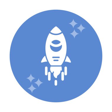 Basit uzay gemisi simgesi, vektör illüstrasyonu