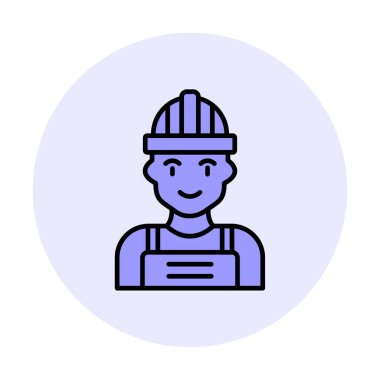 Kask simgesi olan işçiler, vektör illüstrasyonu 