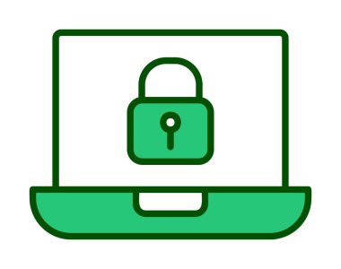 Dizüstü bilgisayar ekranına kilitle. Güvenlik kavramı vektör illüstrasyonu