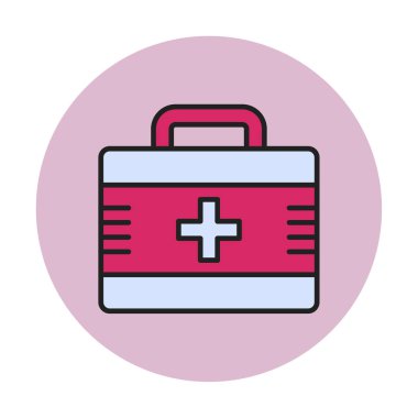 İlk yardım çantası simgesi. Acil durumlar için tıbbi ekipman