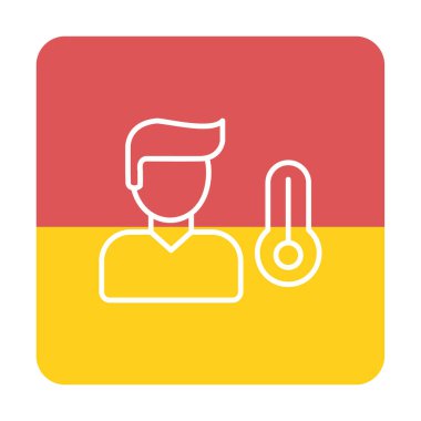 Hasta kişi ikonu. Yüksek sıcaklık simgesi. Vektör illüstrasyonu.