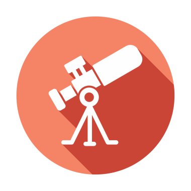 Teleskop düz simgesi. Eğitim ve astronomi elementi, dürbün ve araştırma yıldızları vektör grafikleri
