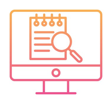 Bilgisayar simgesini ara. Bilgisayar ve büyüteç işareti. Bilgisayar sembol bul. 