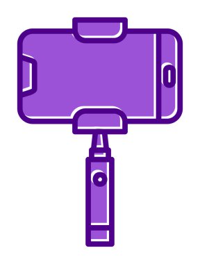 Akıllı telefon web simgesi, vektör illüstrasyonlu selfie çubuğu 