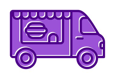 Beyaz arkaplanda yiyecek kamyonu vektör çizimi