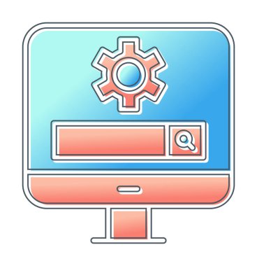 Beyaz arkaplanda Bilgisayar Arama Motoru vektör çizimi