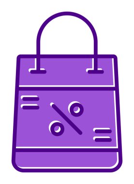 İndirim ve alışveriş çantası vektör çizgisi simgesi, satış konsepti                       