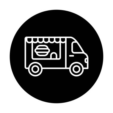 Beyaz arkaplanda yiyecek kamyonu vektör çizimi