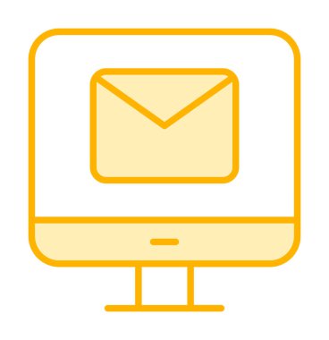 Beyaz arkaplanda bilgisayar e- posta vektör illüstrasyonu