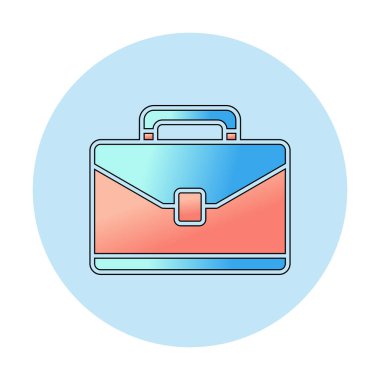 Evrak çantası vektör düz simgesi. İş durumu simgesi, bavul emojisi, vektör illüstrasyonu