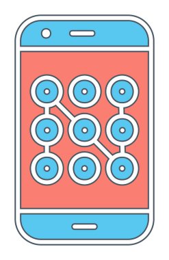 Mobil güvenlik, akıllı telefon ikonu. vektör illüstrasyonu