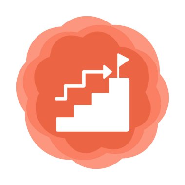 Hedef başarı vektör simgesi. Merdivenler ve bayrak illüstrasyon sembolü.  