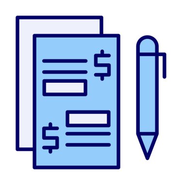 Kalem ikonlu kağıt. Ödenmiş Makaleler konsepti, vektör illüstrasyonu