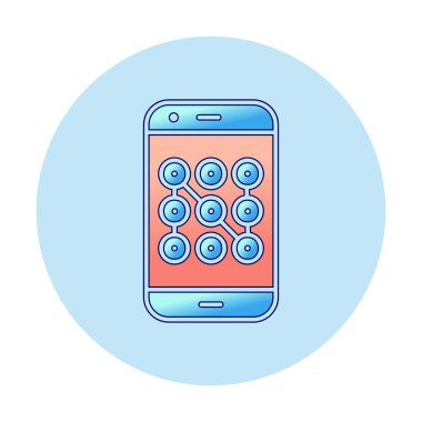 Mobil güvenlik, akıllı telefon ikonu. vektör illüstrasyonu