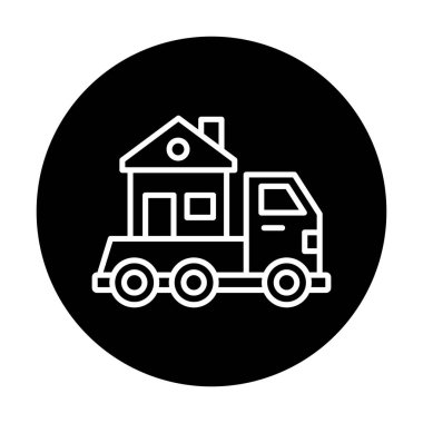 Ev kamyonu teslimatı ikon vektörü. Yer değiştirme servisi. Eve taşın