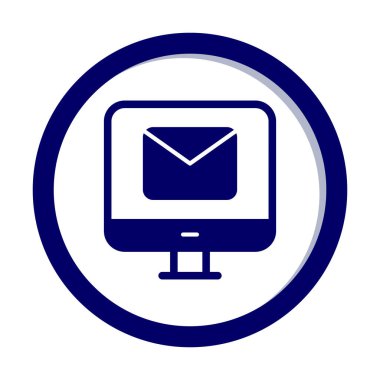 Beyaz arkaplanda bilgisayar e- posta vektör illüstrasyonu