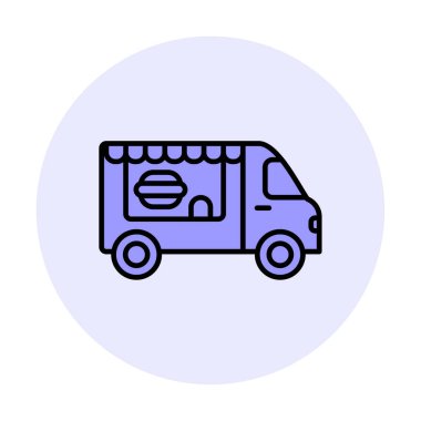 Beyaz arkaplanda yiyecek kamyonu vektör çizimi