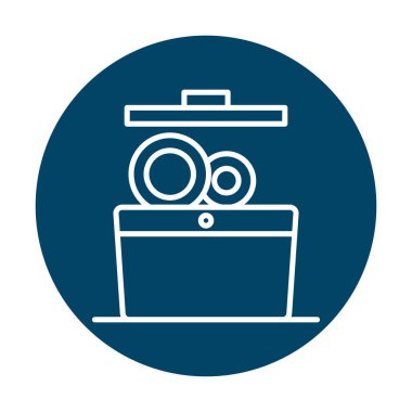 Moda stili izole edilmiş arkaplanda bulaşık makinesi simgesi