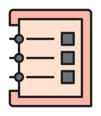 Basit not defteri arayüzü simgesi, vektör illüstrasyonu