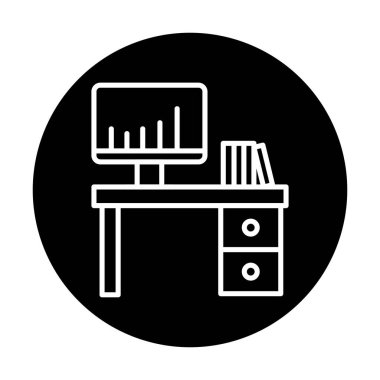 Ofis Masası simgesi. Basit resimleme