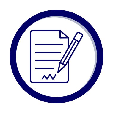 beyaz arkaplanda izole edilmiş kalem simgesine sahip kağıt belge 