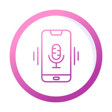 Beyaz arkaplan üzerinde Mobil Ses Yardımcı Vektör çizimi